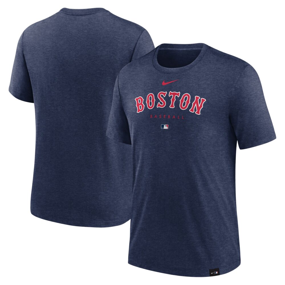 Men's Boston Red Sox Nike Heather Navy Authentic Collection Early Work Tri-Blend Performance T-Shirt