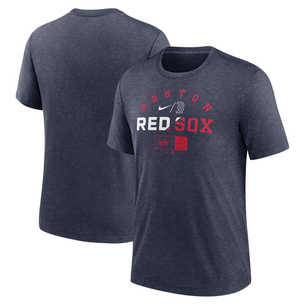 Men's Boston Red Sox  Nike Heather Navy Rewind Review Slash Tri-Blend T-Shirt