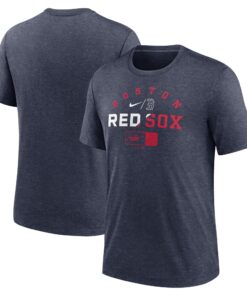 Men's Boston Red Sox  Nike Heather Navy Rewind Review Slash Tri-Blend T-Shirt