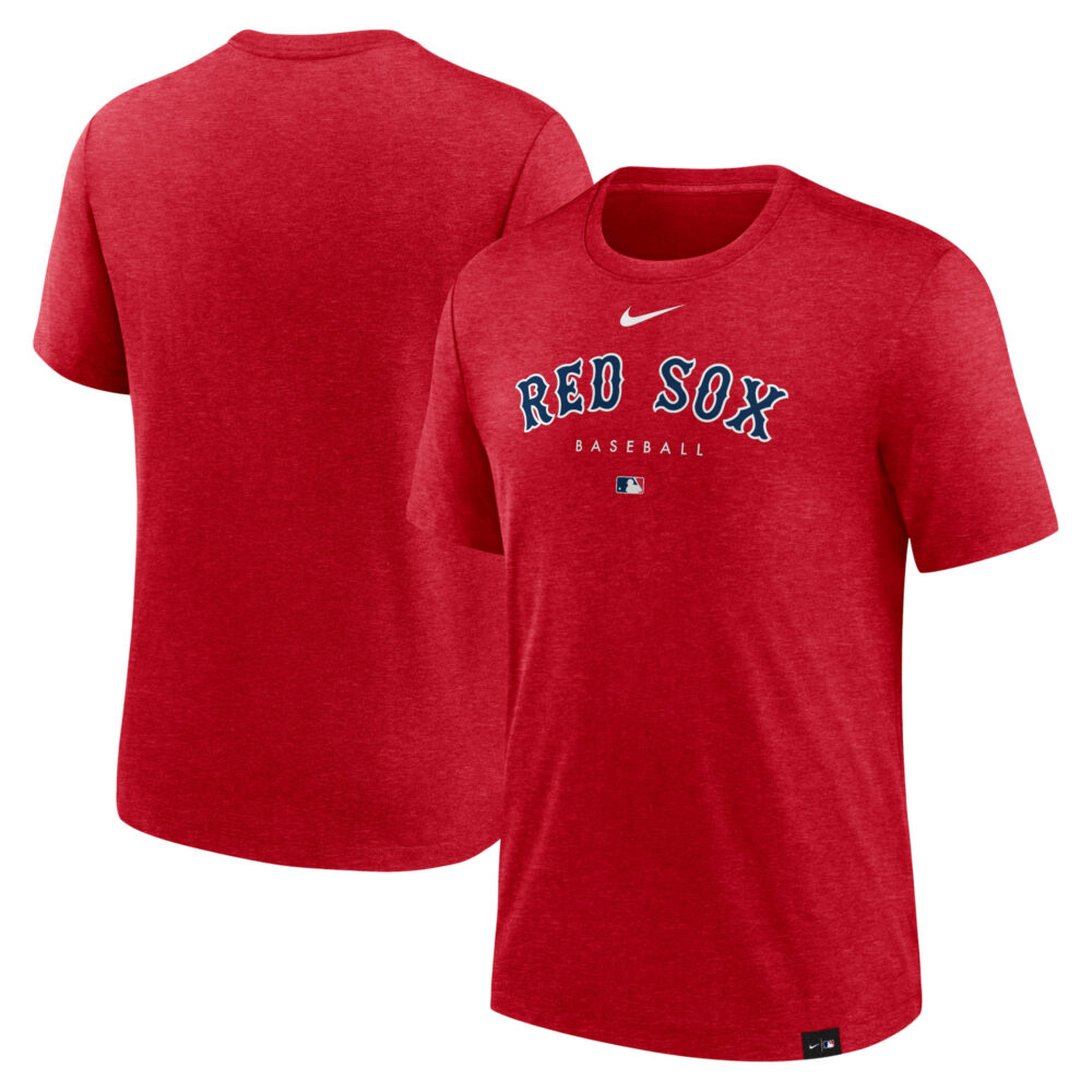 Men's Boston Red Sox Nike Heather Red Authentic Collection Early Work Tri-Blend Performance T-Shirt