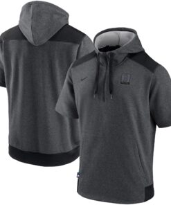 Men's Boston Red Sox Nike Heathered Charcoal/Black Authentic Collection Dry Flux Performance Quarter-Zip Short Sleeve Hoodie