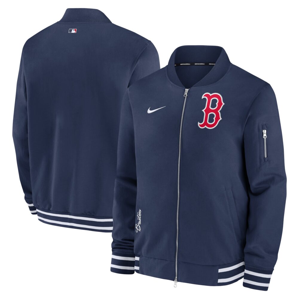 Men's Boston Red Sox Nike Navy Authentic Collection Full-Zip Bomber Jacket