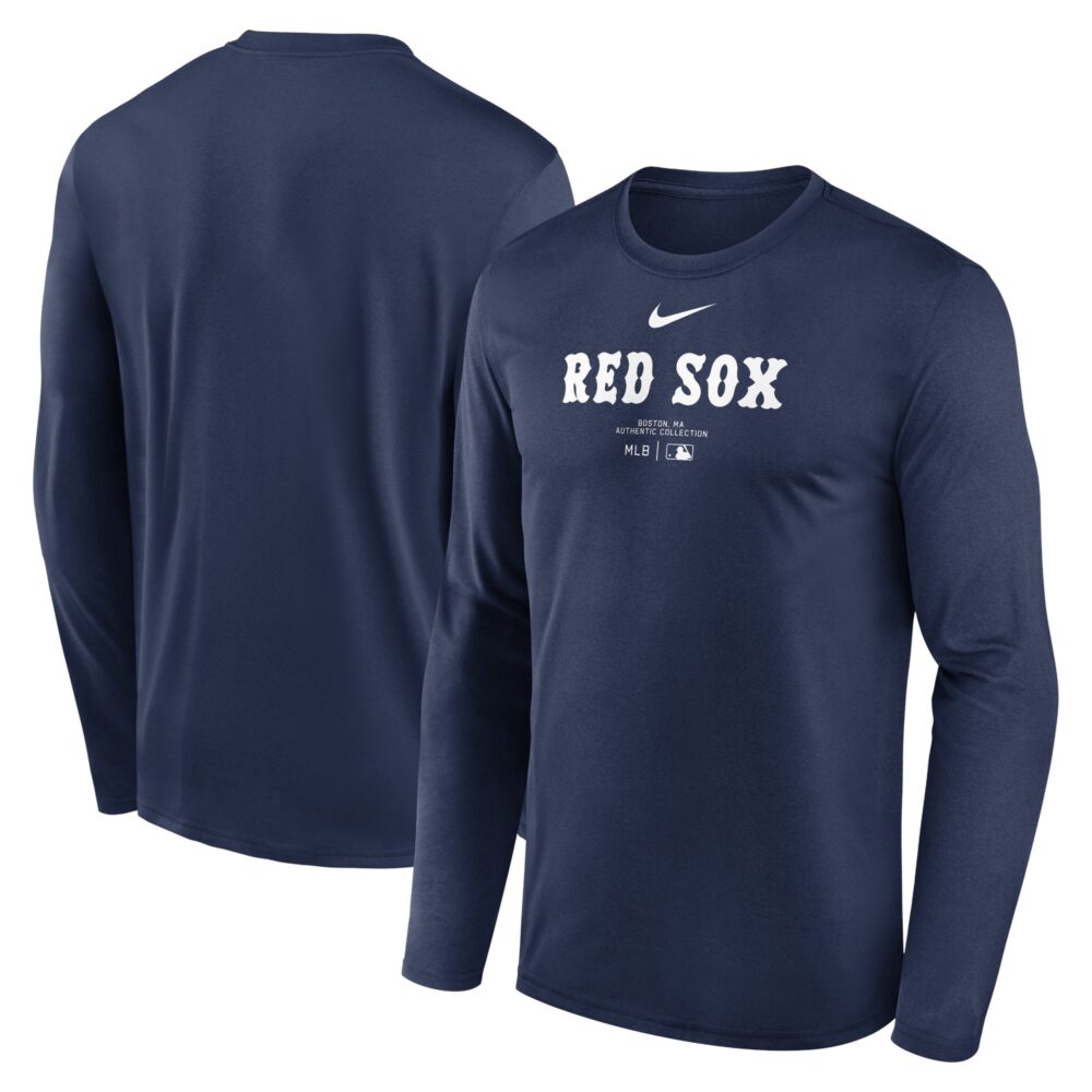 Men's Boston Red Sox Nike Navy Authentic Collection Practice Performance Long Sleeve T-Shirt