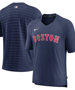 Men's Boston Red Sox Nike Navy Authentic Collection Pregame Raglan Performance V-Neck T-Shirt