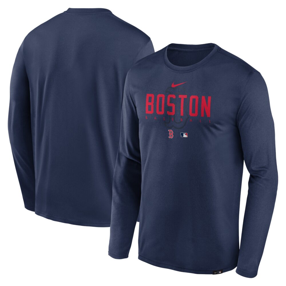 Men's Boston Red Sox Nike Navy Authentic Collection Team Logo Legend Performance Long Sleeve T-Shirt