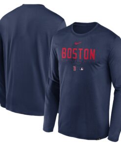 Men's Boston Red Sox Nike Navy Authentic Collection Team Logo Legend Performance Long Sleeve T-Shirt