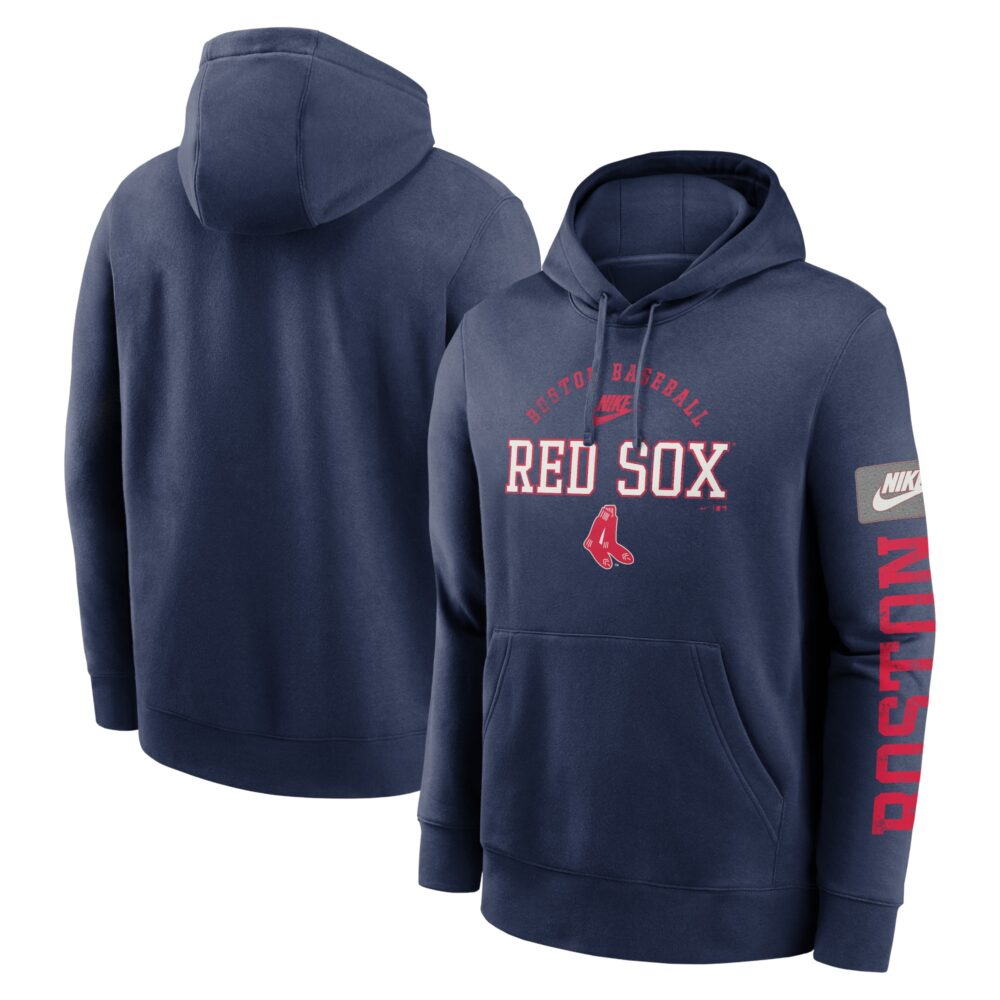 Men's Boston Red Sox Nike Navy Cooperstown Collection Splitter Club Fleece Pullover Hoodie