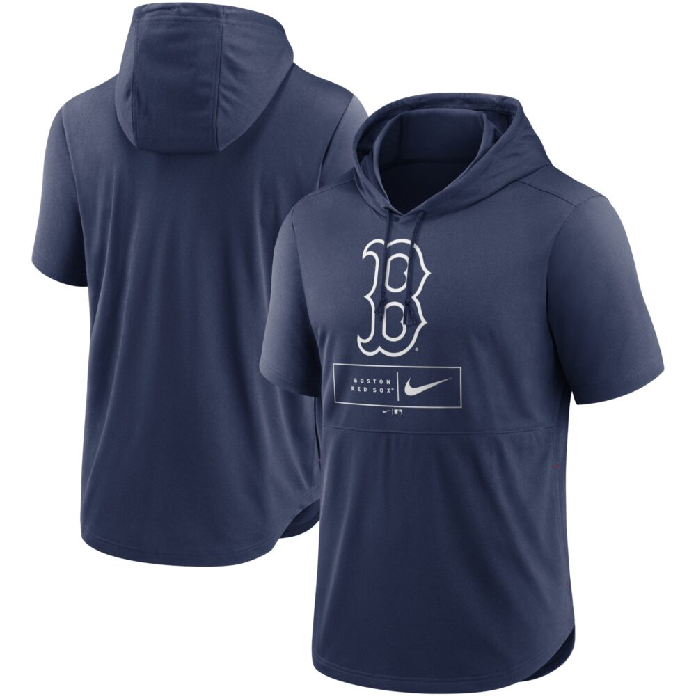 Men's Boston Red Sox Nike Navy Lockup Performance Short Sleeve Lightweight Hooded Top