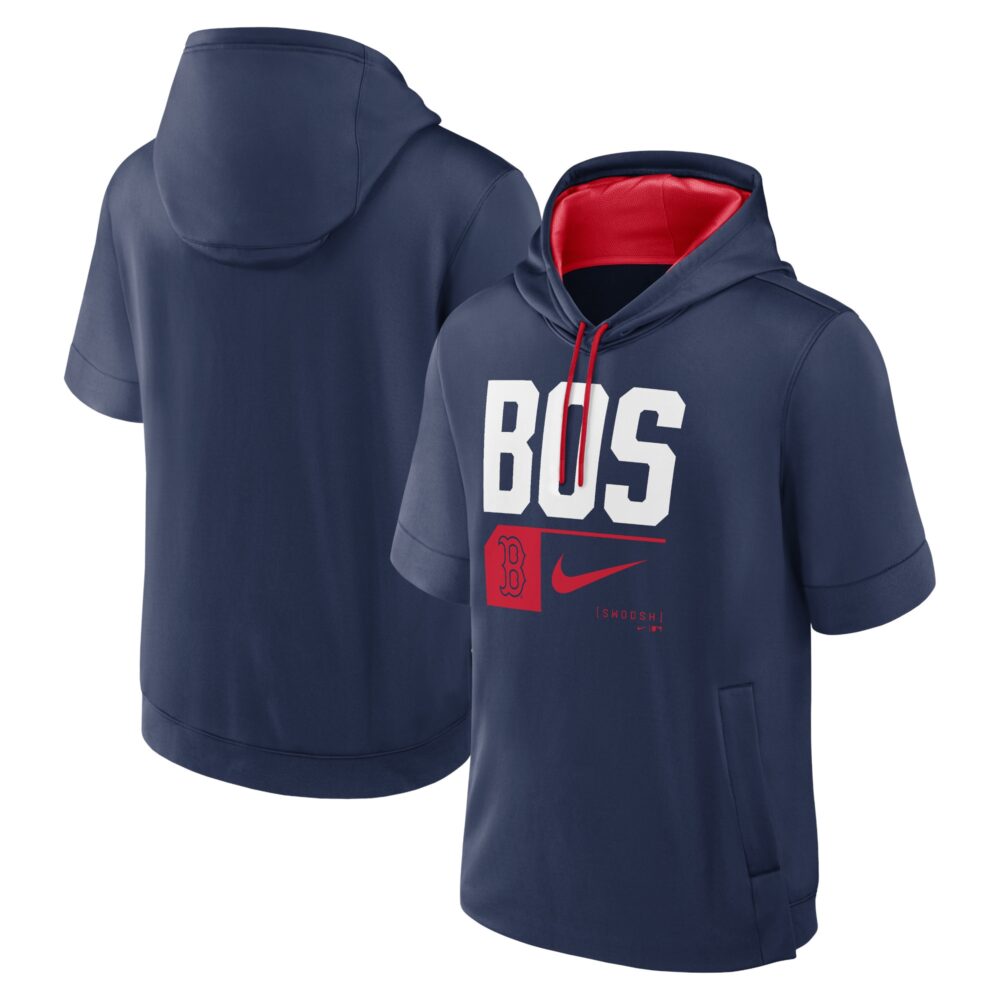 Men's Boston Red Sox Nike Navy Tri Code Lockup Short Sleeve Pullover Hoodie