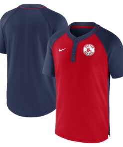 Men's Boston Red Sox Nike Navy/Red City Plate Performance Henley Raglan T-Shirt