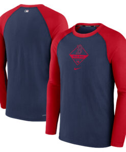 Men's Boston Red Sox Nike Navy/Red Game Authentic Collection Performance Raglan Long Sleeve T-Shirt