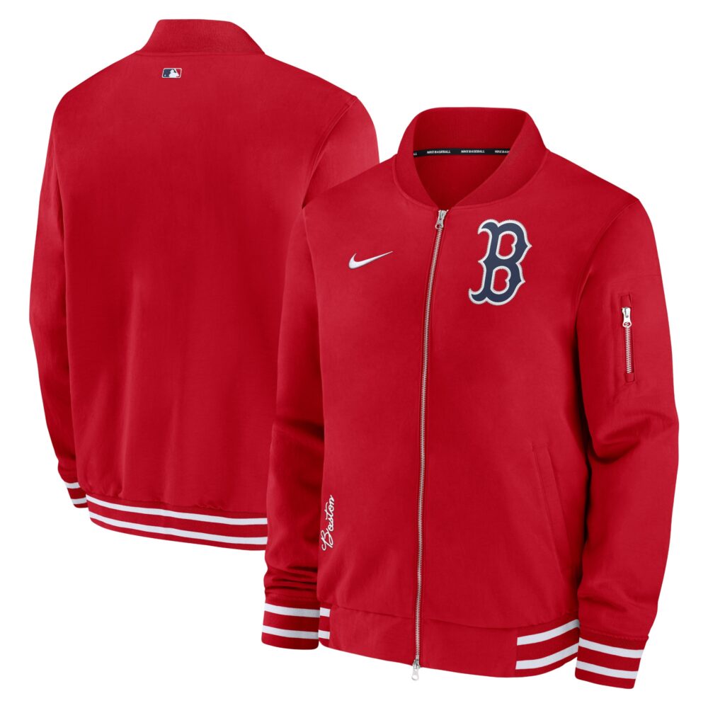 Men's Boston Red Sox Nike Red Authentic Collection Full-Zip Bomber Jacket