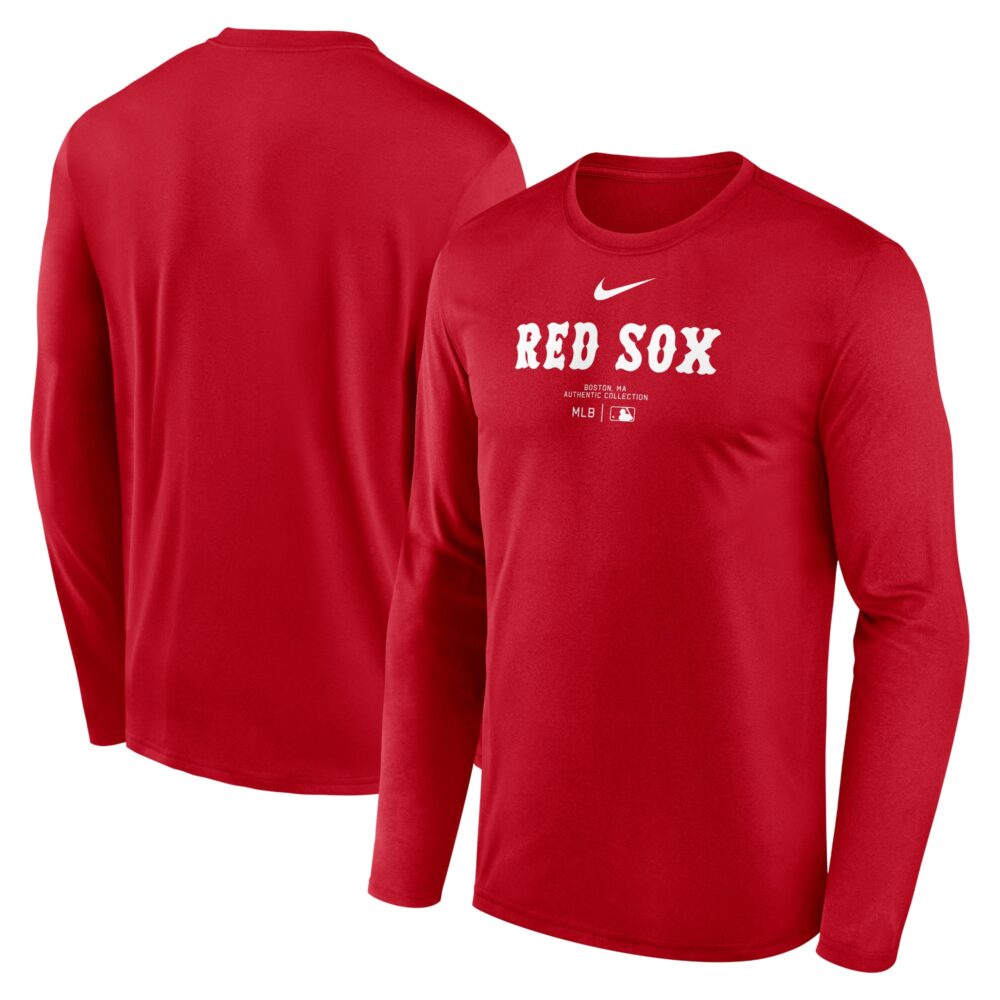 Men's Boston Red Sox Nike Red Authentic Collection Practice Performance Long Sleeve T-Shirt