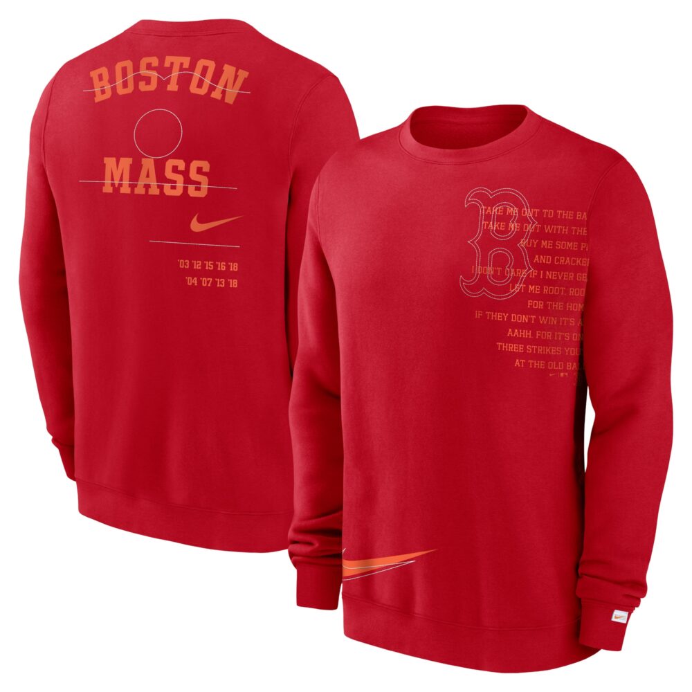 Men's Boston Red Sox Nike Red Statement Ball Game Fleece Pullover Sweatshirt