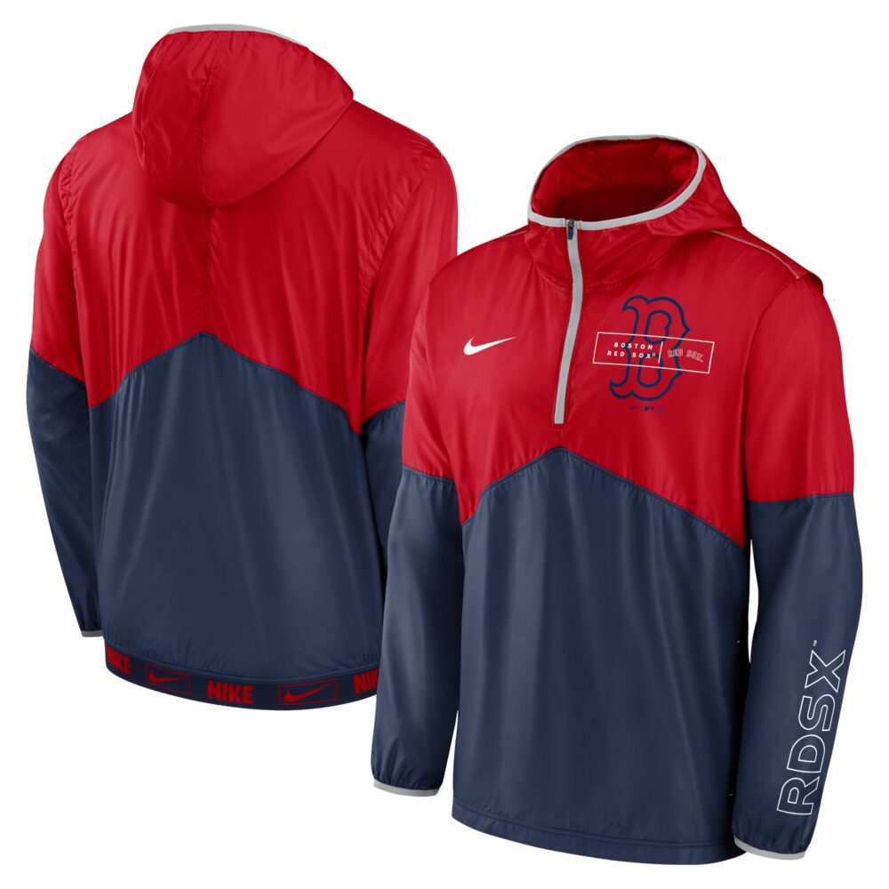 Men's Boston Red Sox Nike Red/Navy Overview Half-Zip Hoodie Jacket