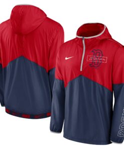 Men's Boston Red Sox Nike Red/Navy Overview Half-Zip Hoodie Jacket