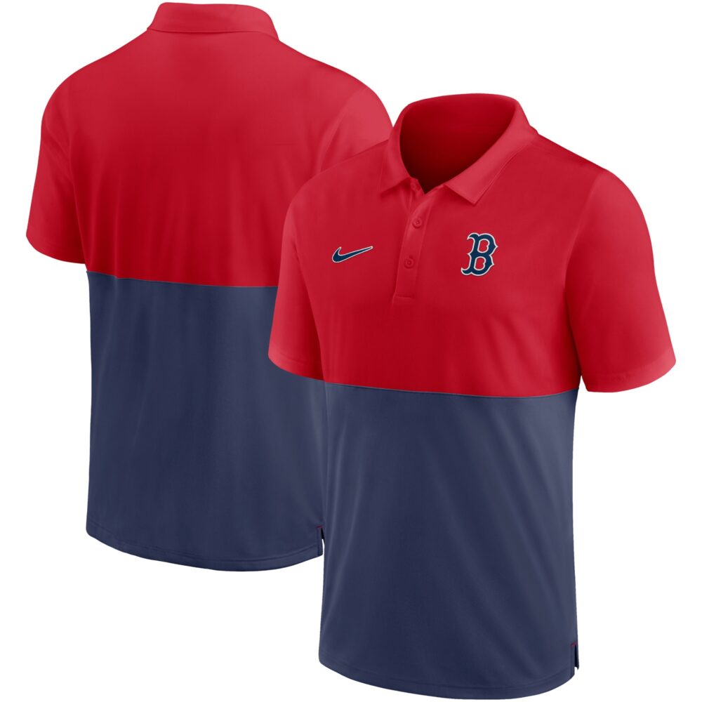 Men's Boston Red Sox Nike Red/Navy Team Baseline Striped Performance Polo