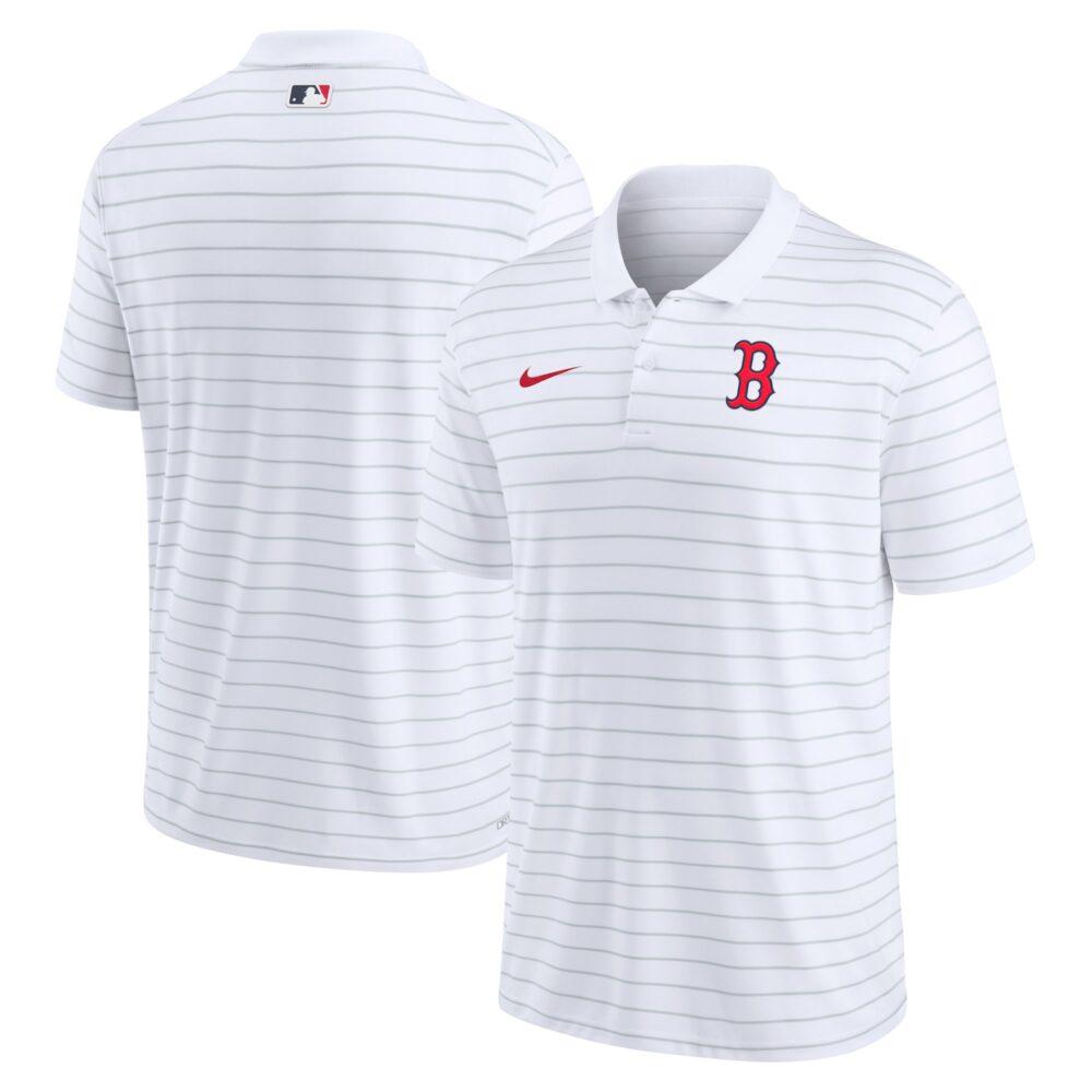 Men's Boston Red Sox Nike White Authentic Collection Victory Striped Performance Polo