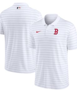 Men's Boston Red Sox Nike White Authentic Collection Victory Striped Performance Polo