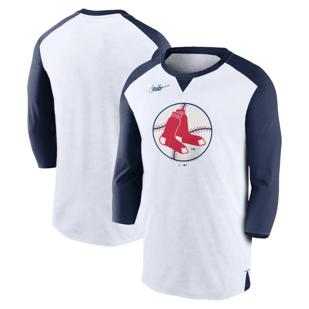 Men's Boston Red Sox Nike White/Navy Rewind 3/4-Sleeve T-Shirt