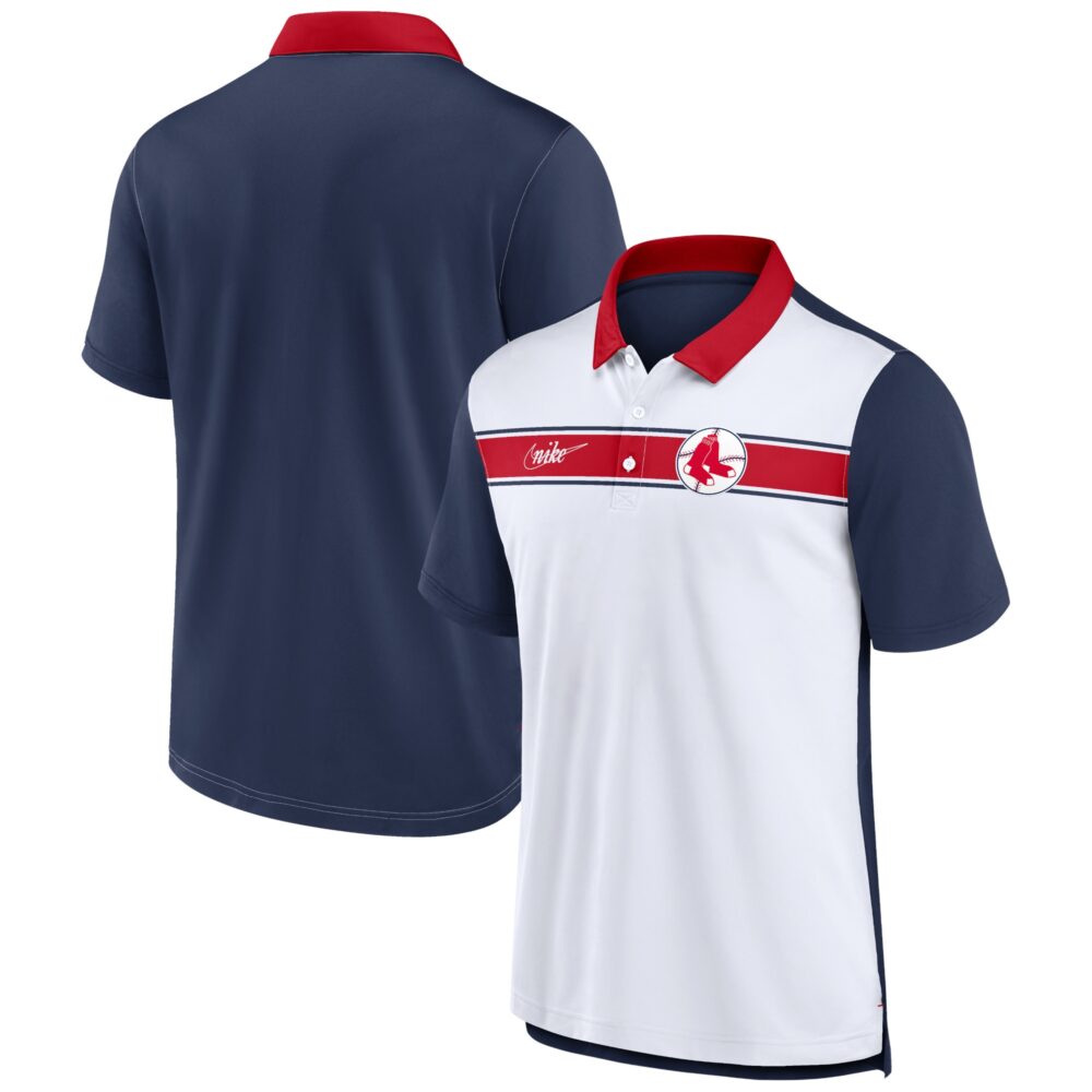 Men's Boston Red Sox  Nike White/Navy Rewind Stripe Polo