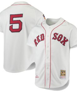 Men's Boston Red Sox Nomar Garciaparra Mitchell & Ness White 1997 Cooperstown Collection Authentic Jersey