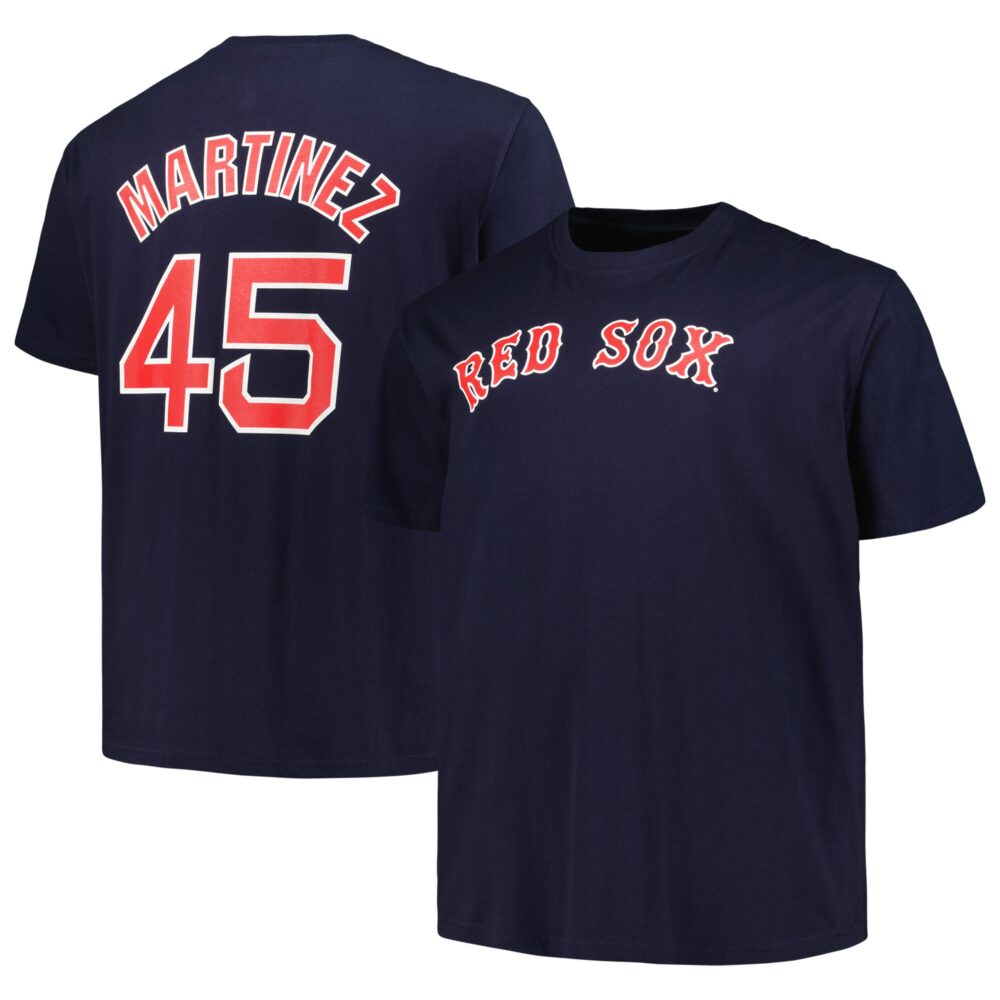 Men's Boston Red Sox Pedro Martinez Profile Navy Big & Tall Cooperstown Collection Player Name & Number T-Shirt