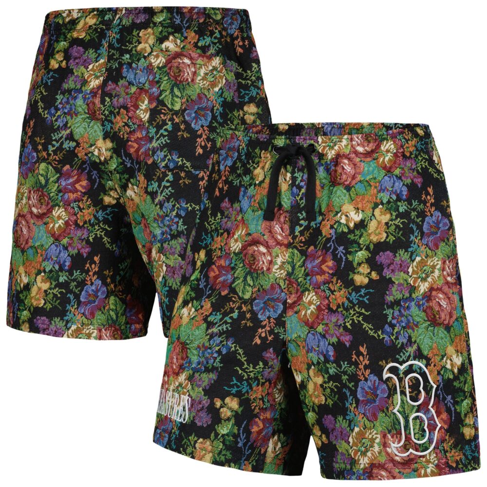 Men's Boston Red Sox  PLEASURES Black Floral Shorts