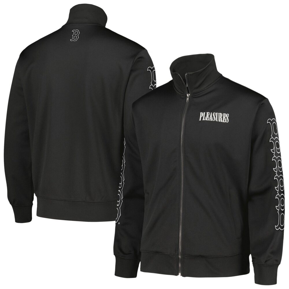 Men's Boston Red Sox PLEASURES Black Pitcher Full-Zip Track Jacket