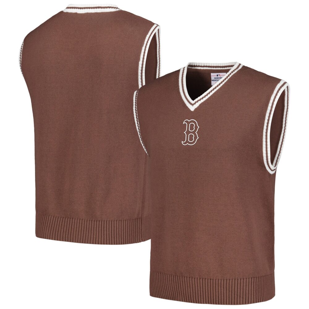 Men's Boston Red Sox  PLEASURES Brown Knit V-Neck Pullover Sweater Vest
