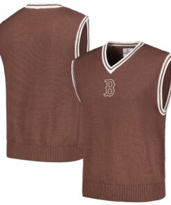 Men's Boston Red Sox  PLEASURES Brown Knit V-Neck Pullover Sweater Vest