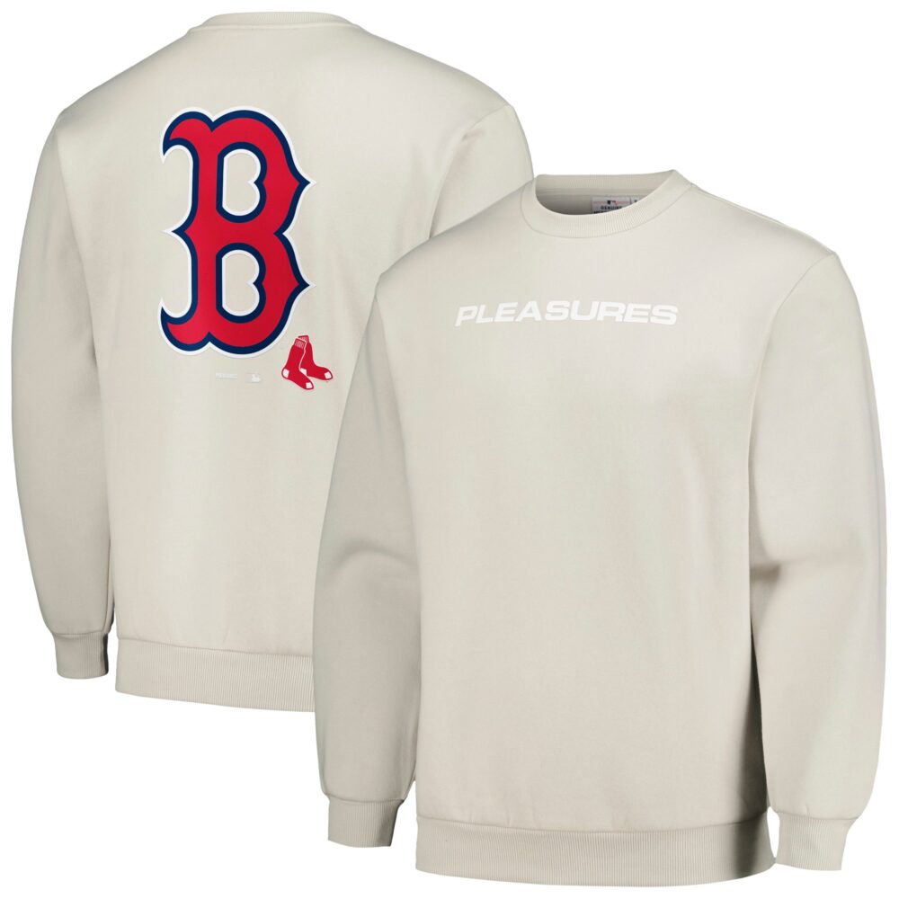 Men's Boston Red Sox PLEASURES Gray Ballpark Pullover Sweatshirt