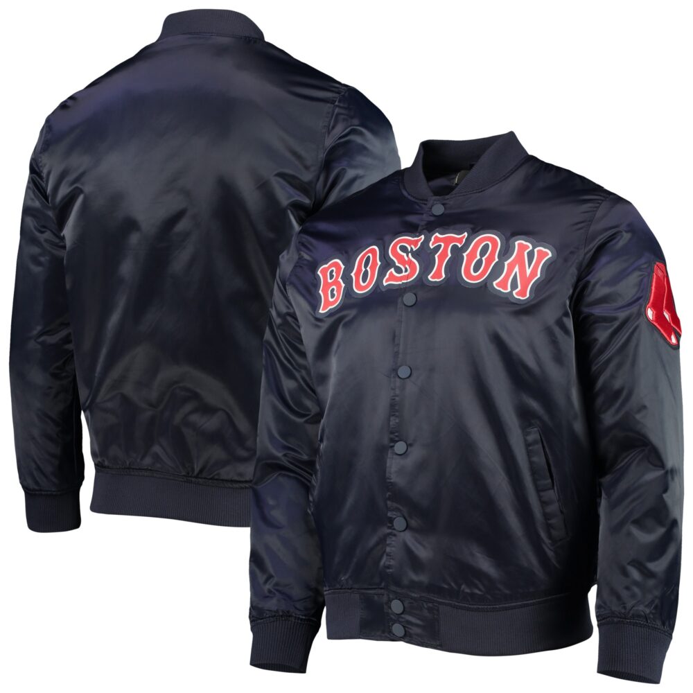 Men's Boston Red Sox Pro Standard Navy Wordmark Satin Full-Snap Jacket
