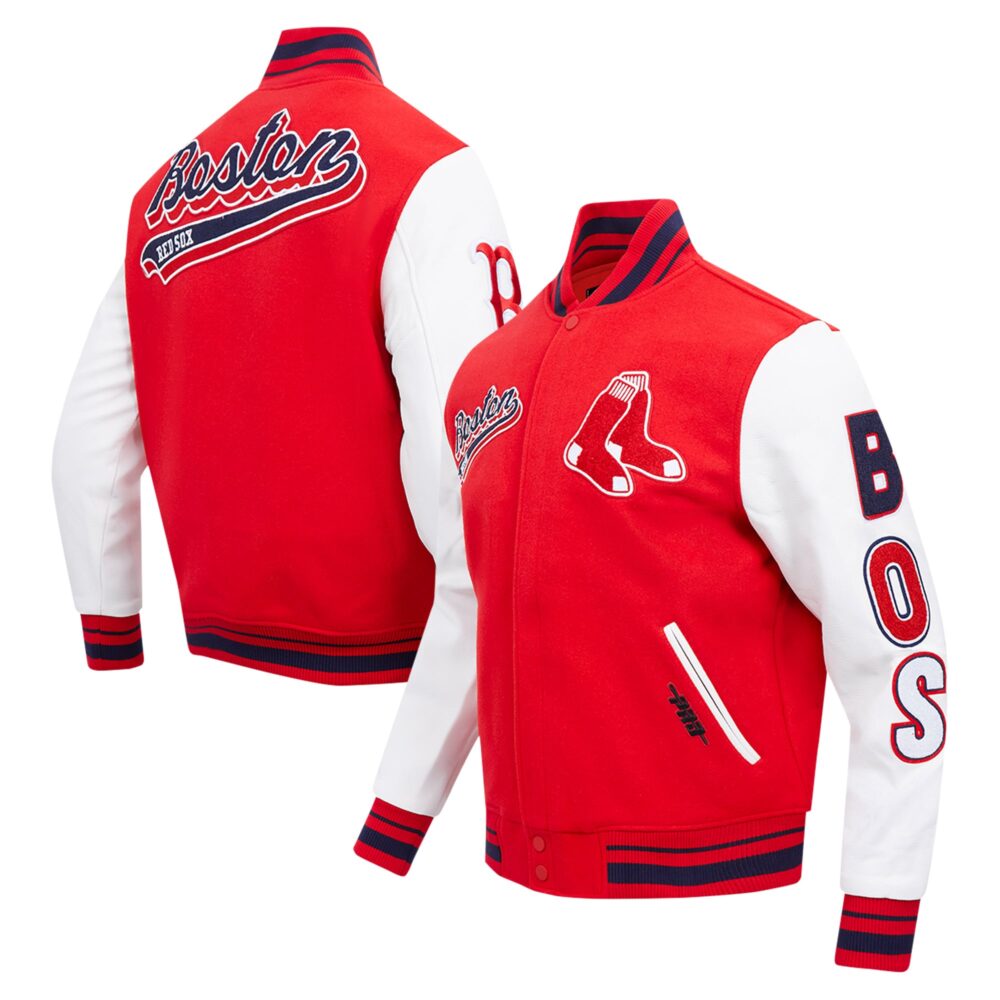 Men's Boston Red Sox Pro Standard Red Script Tail Wool Full-Zip Varity Jacket