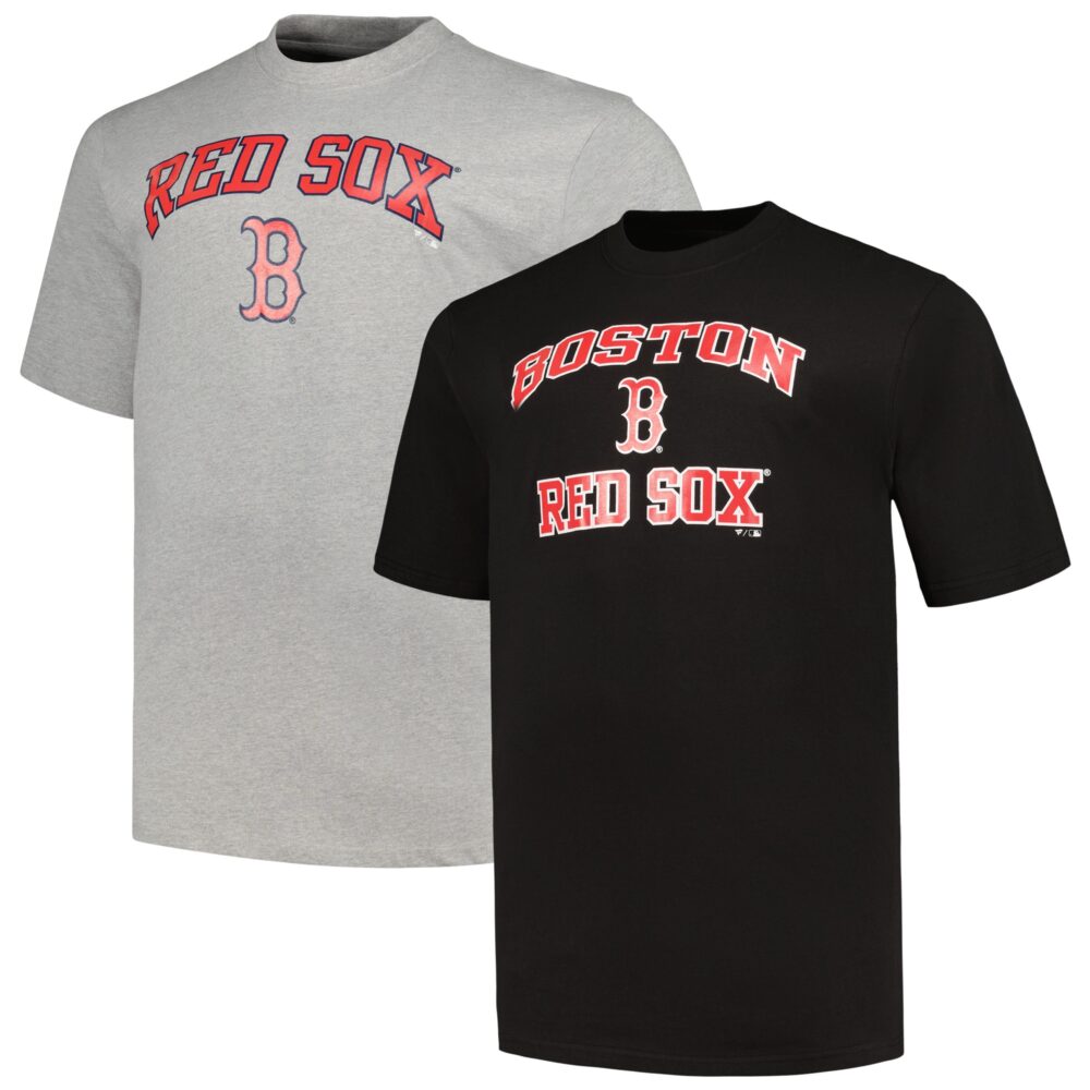 Men's Boston Red Sox Profile Black/Heather Gray Big & Tall T-Shirt Combo Pack