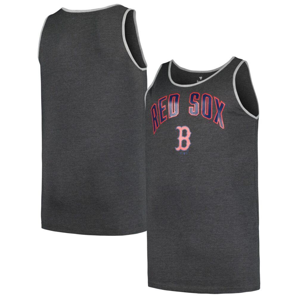 Men's Boston Red Sox Profile Heather Charcoal Big & Tall Arch Over Logo Tank Top