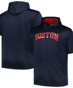Men's Boston Red Sox Profile Navy Big & Tall Contrast Short Sleeve Pullover Hoodie