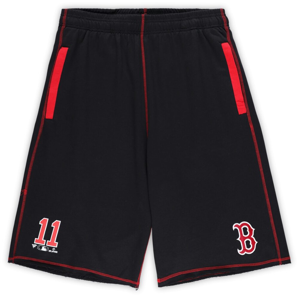 Men's Boston Red Sox Rafael Devers Black Big & Tall Stitched Double-Knit Shorts