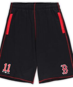 Men's Boston Red Sox Rafael Devers Black Big & Tall Stitched Double-Knit Shorts