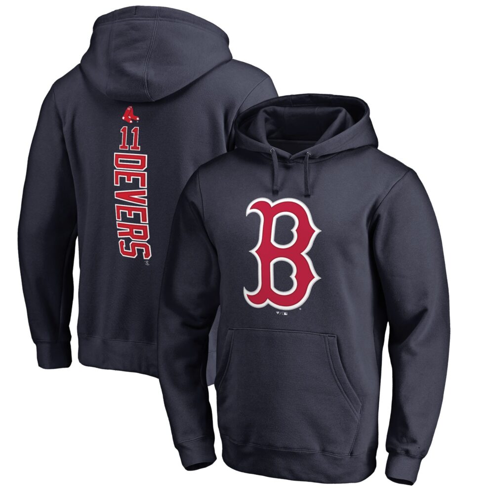 Men's Boston Red Sox Rafael Devers  Branded Navy Backer Pullover Hoodie