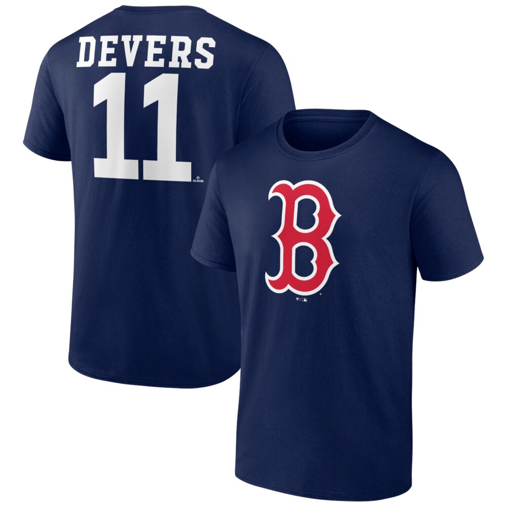 Men's Boston Red Sox Rafael Devers  Branded Navy Player Icon Name & Number T-Shirt