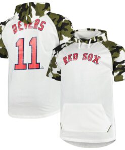 Men's Boston Red Sox Rafael Devers White Player Raglan Long Sleeve Hoodie T-Shirt
