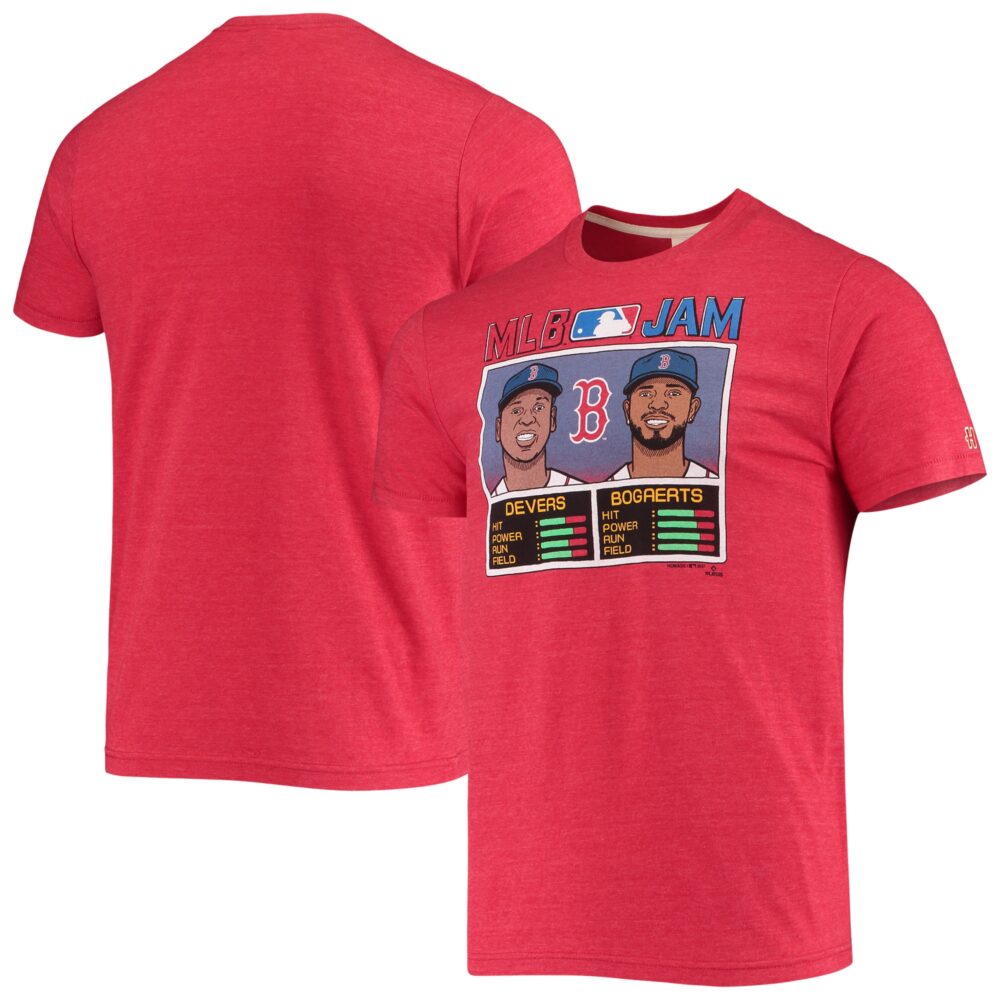 Men's Boston Red Sox Rafael Devers & Xander Bogaerts Homage Red MLB Jam Tri-Blend T-Shirt