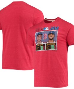 Men's Boston Red Sox Rafael Devers & Xander Bogaerts Homage Red MLB Jam Tri-Blend T-Shirt