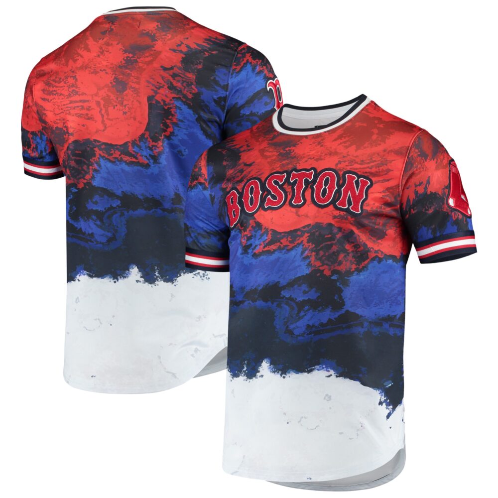 Men's Boston Red Sox Red/Royal Red White And Blue Dip Dye T-Shirt