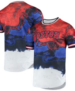 Men's Boston Red Sox Red/Royal Red White And Blue Dip Dye T-Shirt