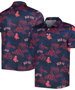 Men's Boston Red Sox Reyn Spooner Navy Cooperstown Collection Puamana Print Polo