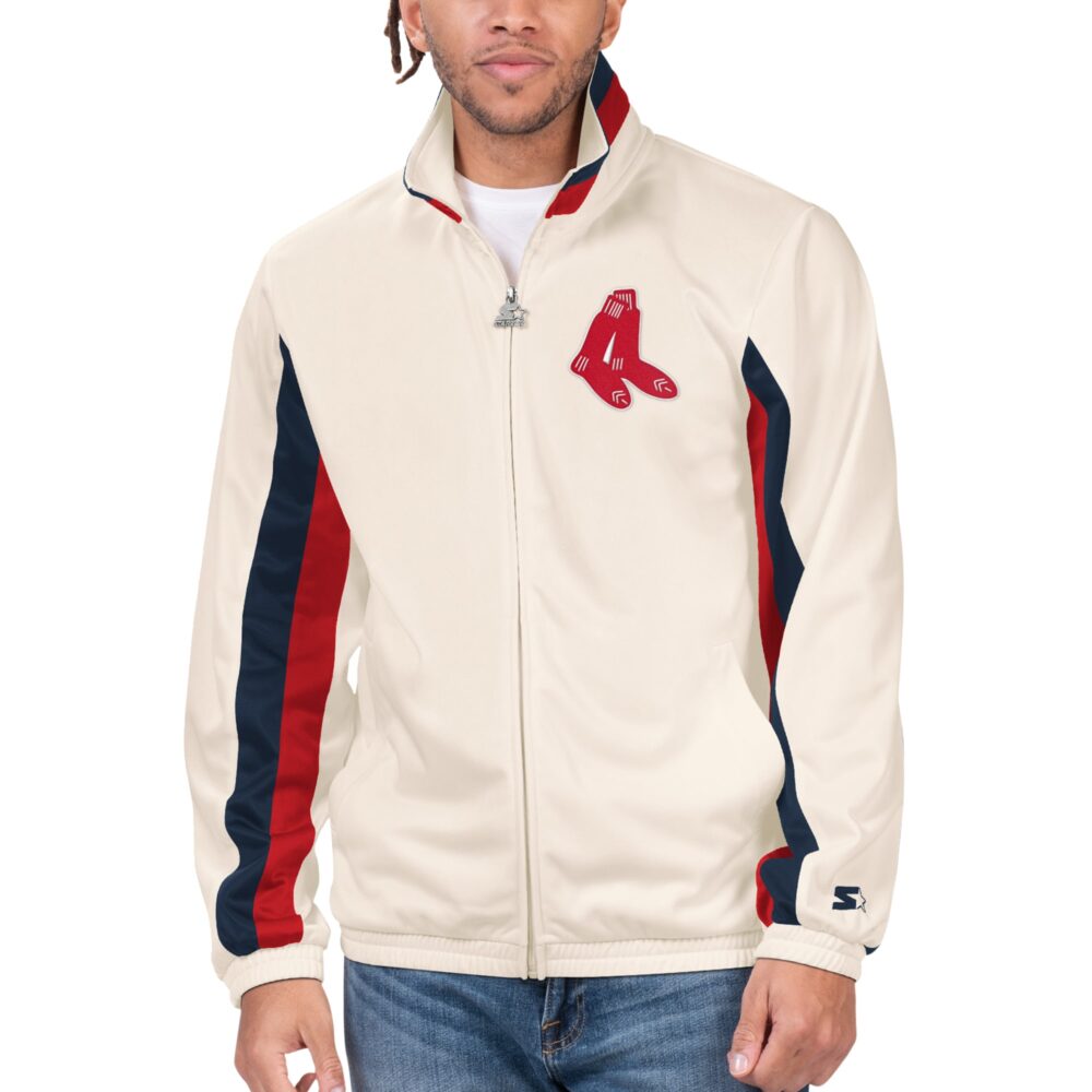 Men's Boston Red Sox Starter Cream Rebound Cooperstown Collection Full-Zip Track Jacket