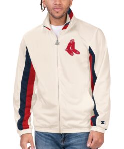 Men's Boston Red Sox Starter Cream Rebound Cooperstown Collection Full-Zip Track Jacket