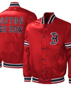 Men's Boston Red Sox Starter Red Midfield Satin Full-Snap Varsity Jacket